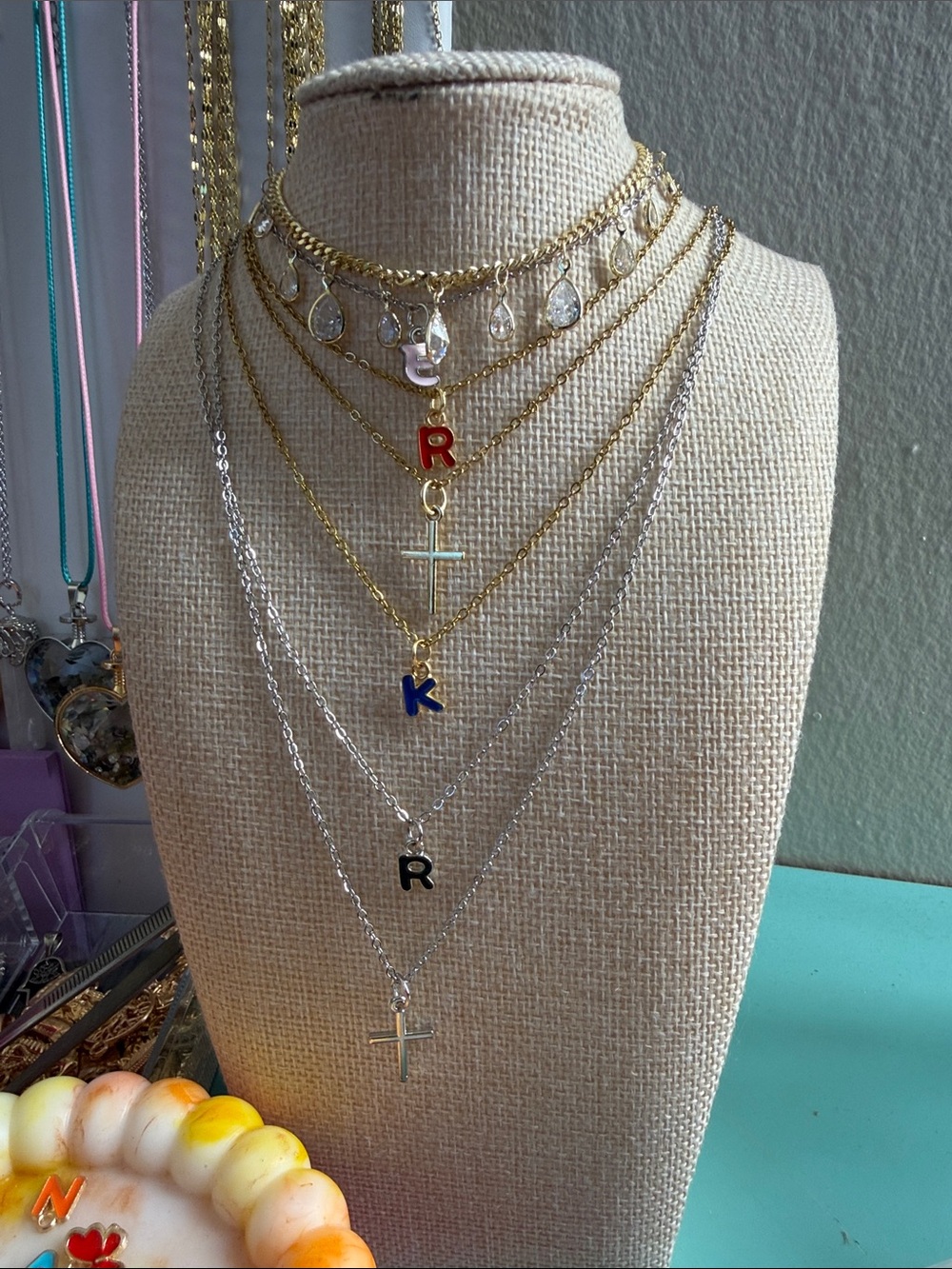 Gold plated Initial necklace over stainless steel ,chose your options - Picture 8 of 9